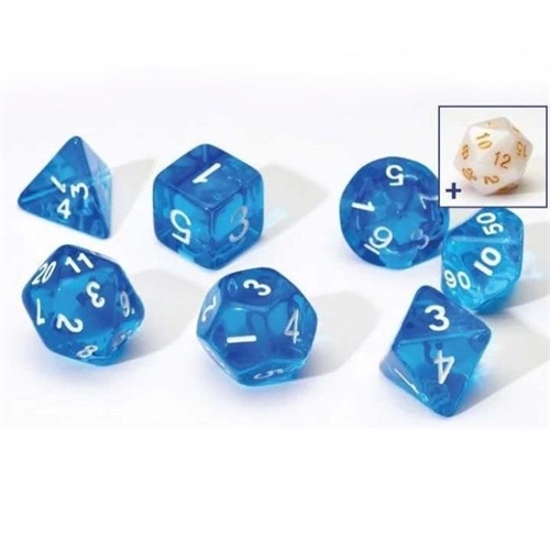 Blue Translucent Dice set - Rollespilsterninger - Sirius Dice